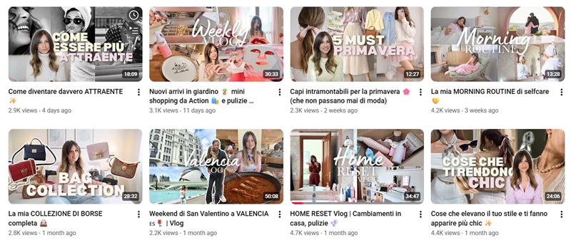YouTube意大利时尚博主频道内容