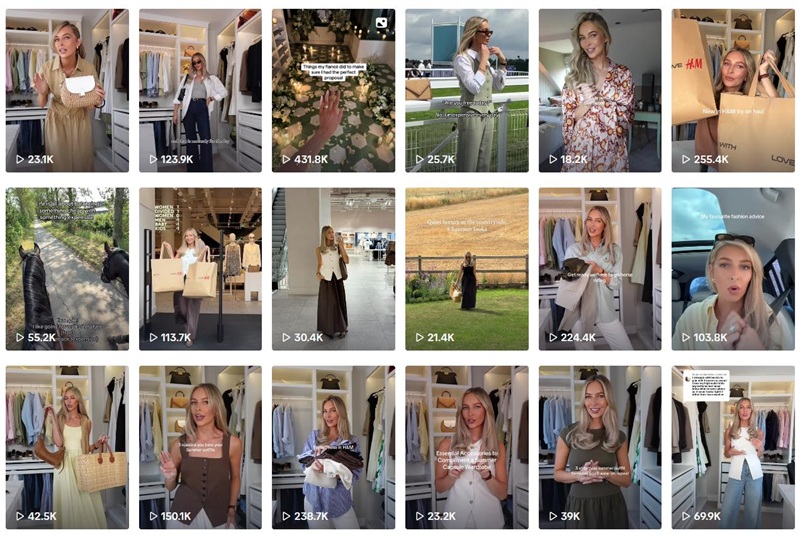 TikTok网红推荐:英国时尚鞋包带货博主频道内容