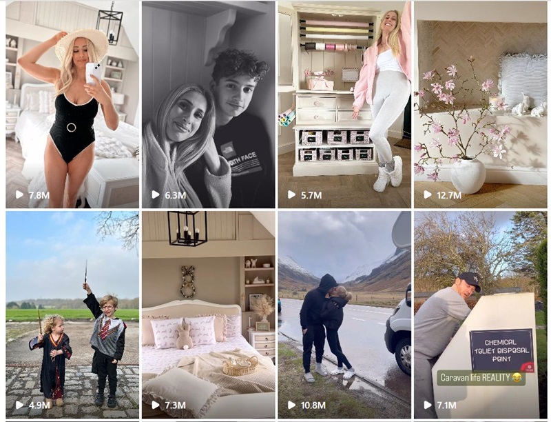 Instagram中腰部英国娱乐类家庭类网红博主频道内容