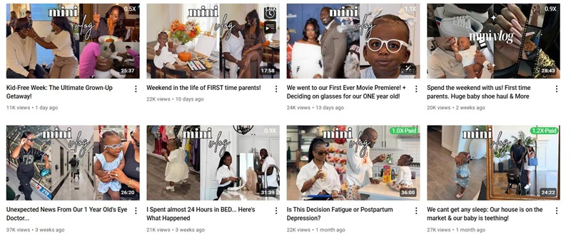 美国instagram百万粉的家庭日常生活类达人频道内容