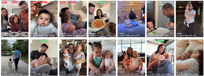 TikTok网红营销:美国生活和儿童用品带货博主频道内容